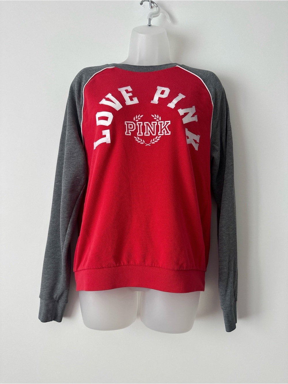 victoria’s secret pink sweatshirt red grey